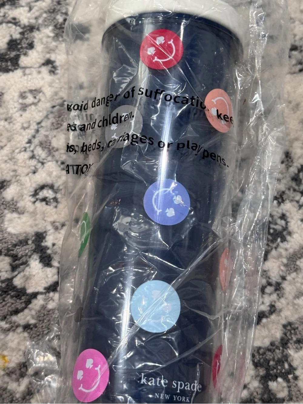 Kate Spade New York 24 oz Smiley Acrylic Travel Tumbler with Straw